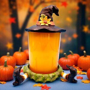 Witch Hat Candle Topper & Base Feet 2001 Artist Kathy Hatch Halloween Collection